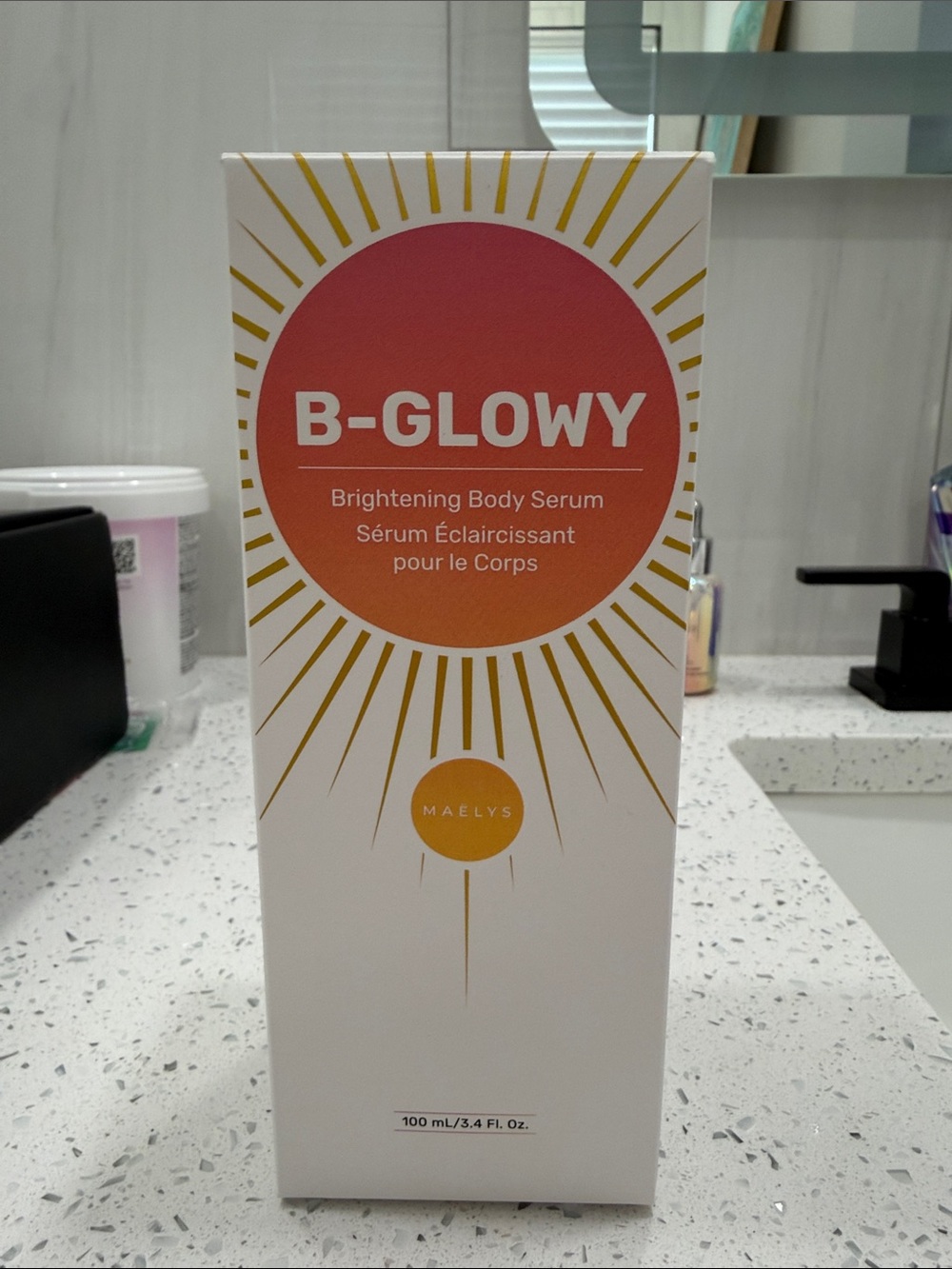 B-GLOWY Brightening Body Serum — Peach & Gold Accents
